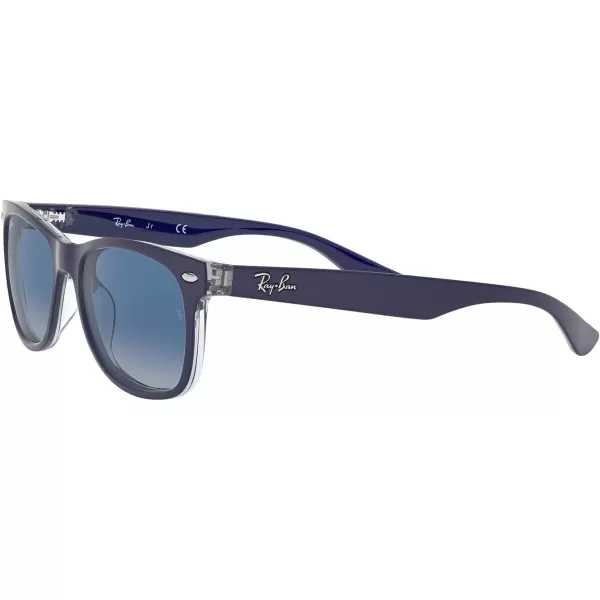 RayBan Rj9052s New Wayfarer Square SunglassesMatte Blue on TransparentLight Grey Gradient Dark Blue