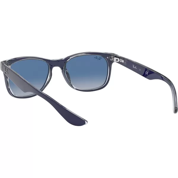 RayBan Rj9052s New Wayfarer Square SunglassesMatte Blue on TransparentLight Grey Gradient Dark Blue