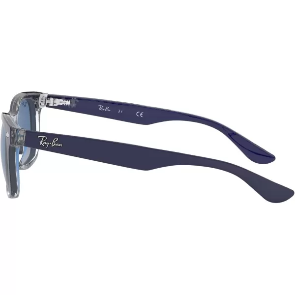 RayBan Rj9052s New Wayfarer Square SunglassesMatte Blue on TransparentLight Grey Gradient Dark Blue