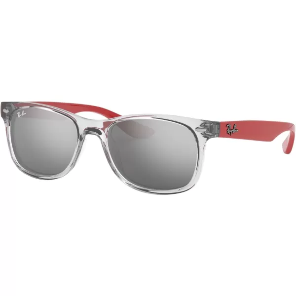 RayBan Rj9052s New Wayfarer Square SunglassesTransparent GreyGrey Mirrored Silver