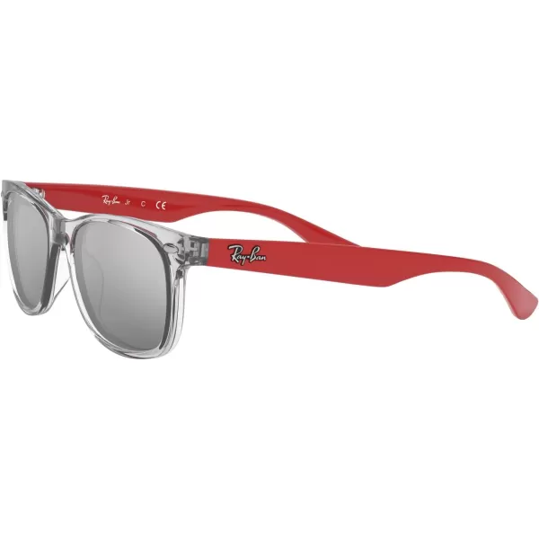 RayBan Rj9052s New Wayfarer Square SunglassesTransparent GreyGrey Mirrored Silver