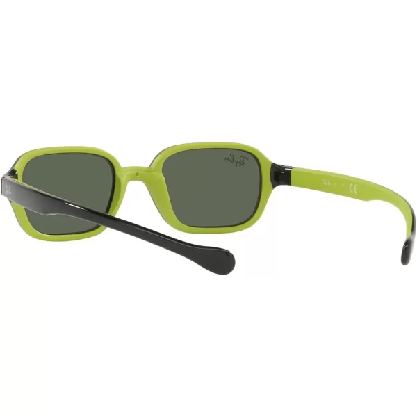 RayBan Rj9074s Rectangular SunglassesBlack on Rubber GreenDark Green