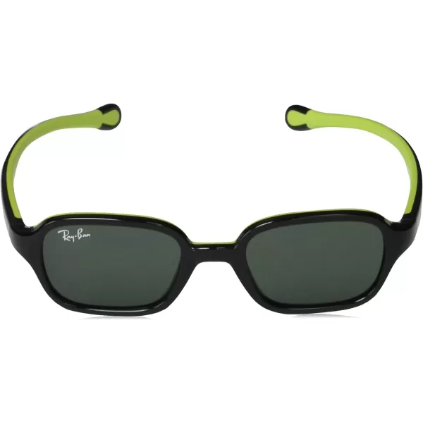 RayBan Rj9074s Rectangular SunglassesBlack on Rubber GreenDark Green