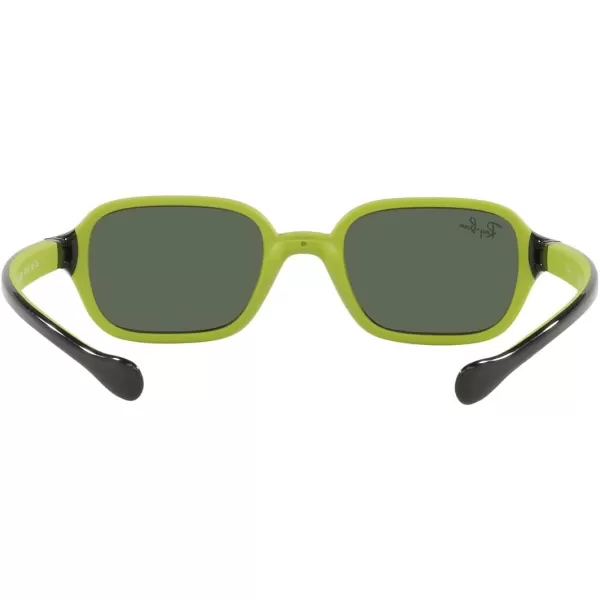 RayBan Rj9074s Rectangular SunglassesBlack on Rubber GreenDark Green