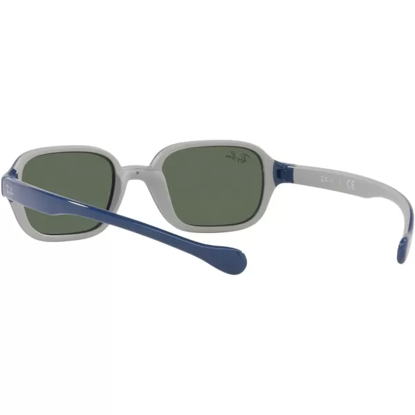 RayBan Rj9074s Rectangular SunglassesBlue on Rubber GreyDark Green