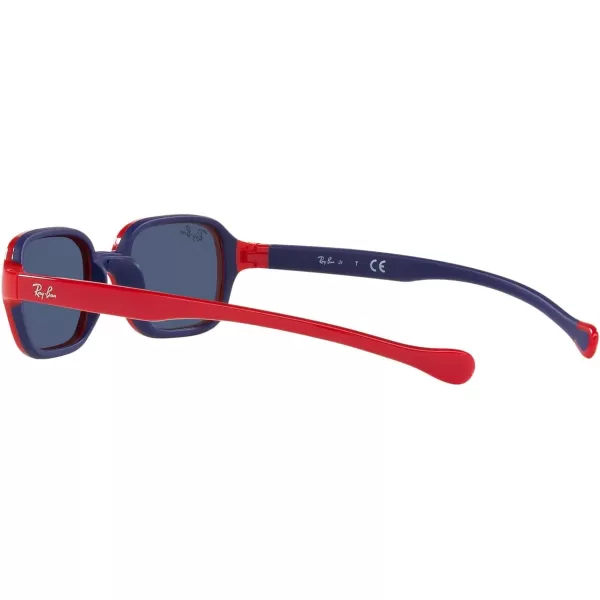 RayBan Rj9074s Rectangular SunglassesRed on Rubber BlueDark Blue