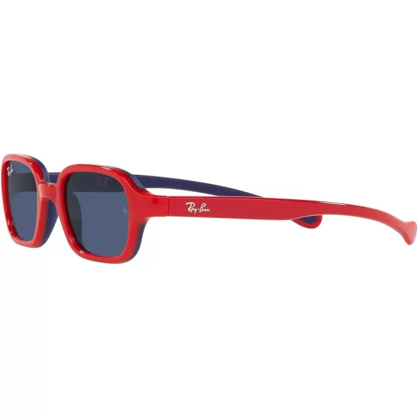 RayBan Rj9074s Rectangular SunglassesRed on Rubber BlueDark Blue