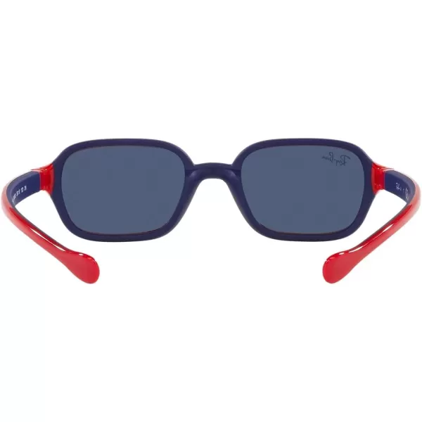 RayBan Rj9074s Rectangular SunglassesRed on Rubber BlueDark Blue