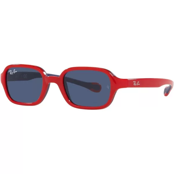 RayBan Rj9074s Rectangular SunglassesRed on Rubber BlueDark Blue