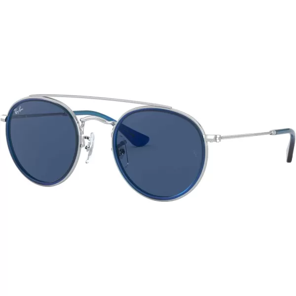 RayBan Rj9647s Metal Round SunglassesBlue on SilverDark Blue