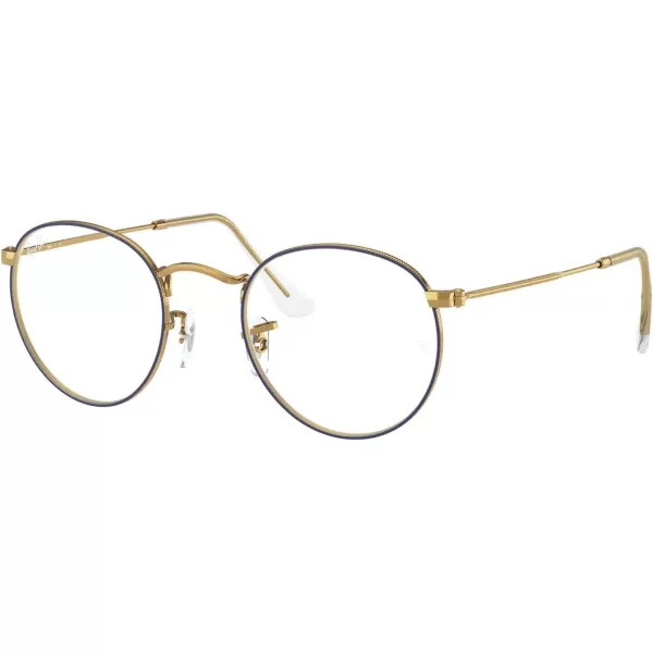 RayBan Rx3447v Round Metal Prescription Eyeglass FramesBlue on Legend GoldDemo Lens