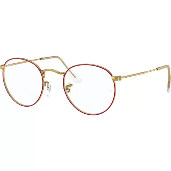 RayBan Rx3447v Round Metal Prescription Eyeglass FramesRed on Legend GoldDemo Lens