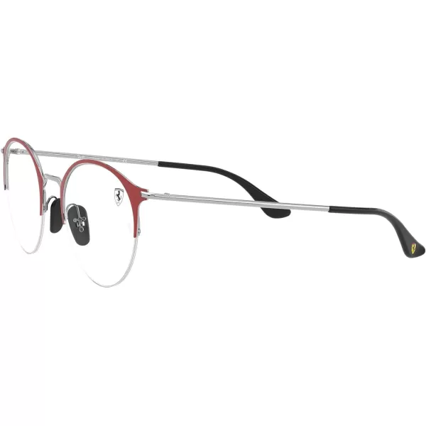 RayBan Rx3578vm Ferrari Collection Round Prescription Eyeglass FramesMatte Red Ferrari on SilverDemo Lens