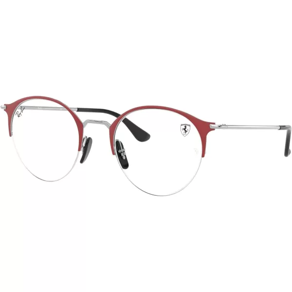 RayBan Rx3578vm Ferrari Collection Round Prescription Eyeglass FramesMatte Red Ferrari on SilverDemo Lens