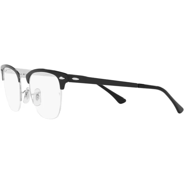 RayBan Rx3716vm Clubmaster Metal Square Prescription Eyeglass FramesBlack on SilverDemo Lens