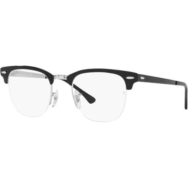 RayBan Rx3716vm Clubmaster Metal Square Prescription Eyeglass FramesBlack on SilverDemo Lens