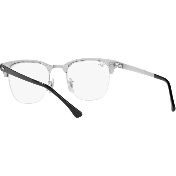 RayBan Rx3716vm Clubmaster Metal Square Prescription Eyeglass FramesBlack on SilverDemo Lens