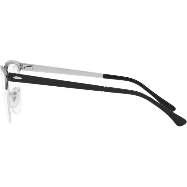 RayBan Rx3716vm Clubmaster Metal Square Prescription Eyeglass FramesBlack on SilverDemo Lens