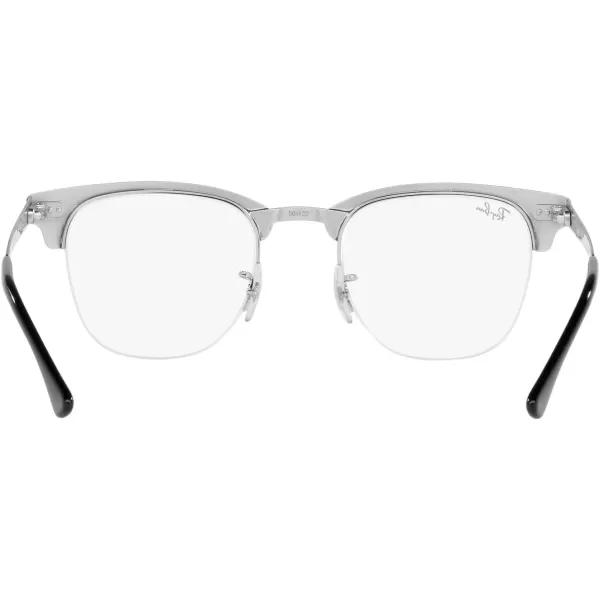 RayBan Rx3716vm Clubmaster Metal Square Prescription Eyeglass FramesBlack on SilverDemo Lens