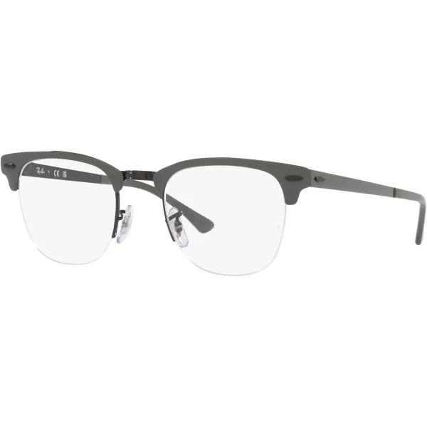 RayBan Rx3716vm Clubmaster Metal Square Prescription Eyeglass FramesGrey on BlackDemo Lens