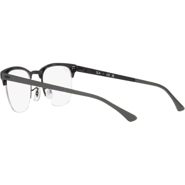 RayBan Rx3716vm Clubmaster Metal Square Prescription Eyeglass FramesGrey on BlackDemo Lens