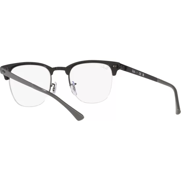 RayBan Rx3716vm Clubmaster Metal Square Prescription Eyeglass FramesGrey on BlackDemo Lens