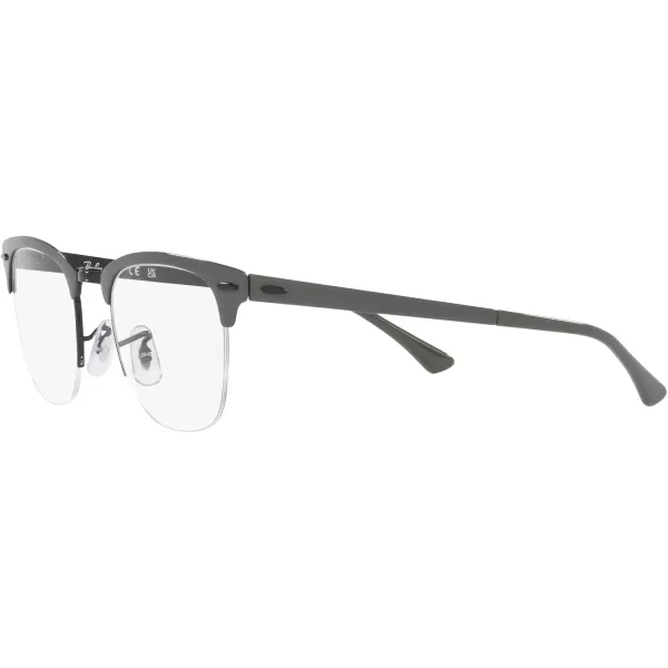 RayBan Rx3716vm Clubmaster Metal Square Prescription Eyeglass FramesGrey on BlackDemo Lens