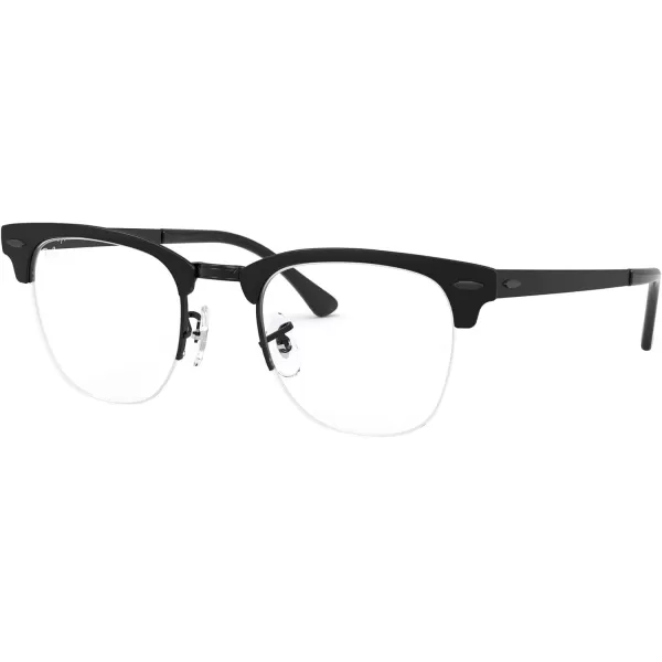 RayBan Rx3716vm Clubmaster Metal Square Prescription Eyeglass FramesMatte Black on BlackDemo Lens