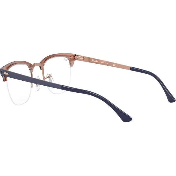 RayBan Rx3716vm Clubmaster Metal Square Prescription Eyeglass FramesMatte Dark Blue on CopperDemo Lens