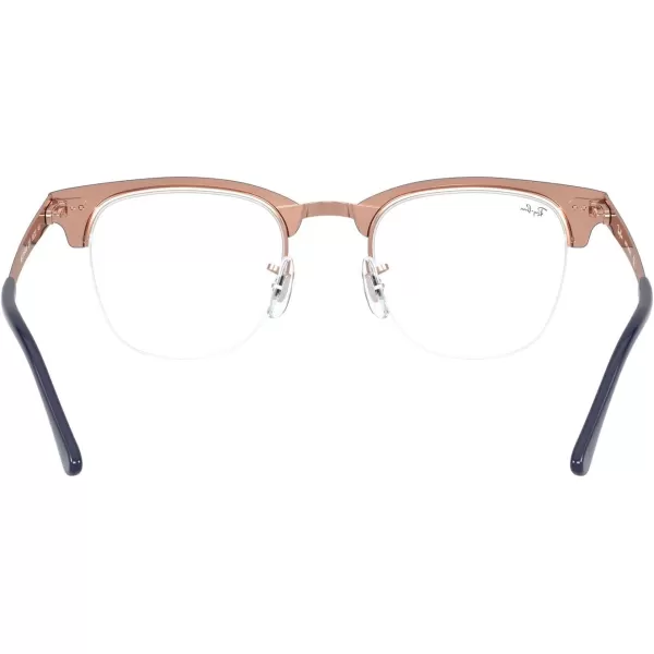 RayBan Rx3716vm Clubmaster Metal Square Prescription Eyeglass FramesMatte Dark Blue on CopperDemo Lens