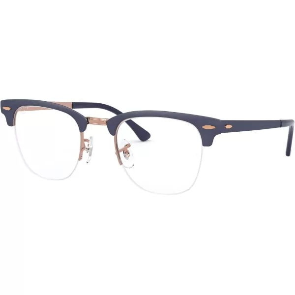 RayBan Rx3716vm Clubmaster Metal Square Prescription Eyeglass FramesMatte Dark Blue on CopperDemo Lens