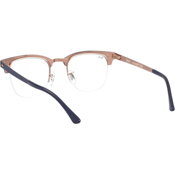 RayBan Rx3716vm Clubmaster Metal Square Prescription Eyeglass FramesMatte Dark Blue on CopperDemo Lens