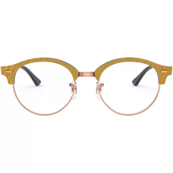 RayBan Rx4246v Clubround Round Prescription Eyeglass FramesWrinkled Beige on BlueDemo Lens