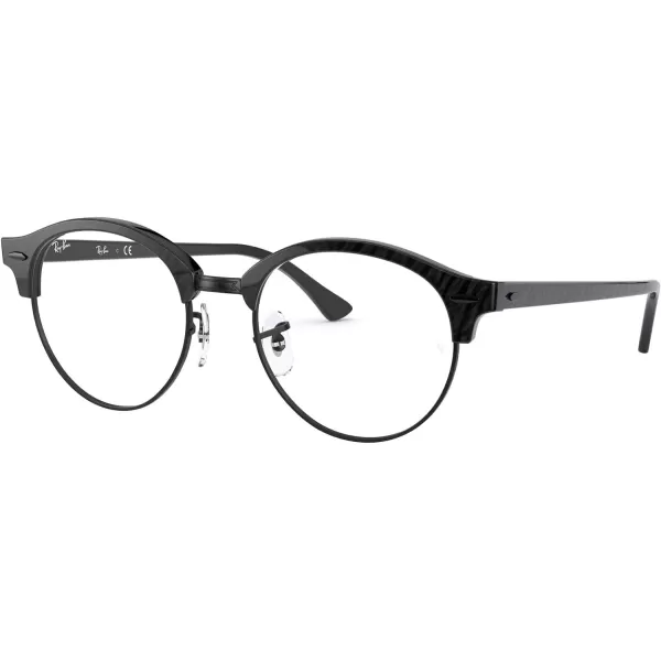 RayBan Rx4246v Clubround Round Prescription Eyeglass FramesWrinkled Black on BlackDemo Lens