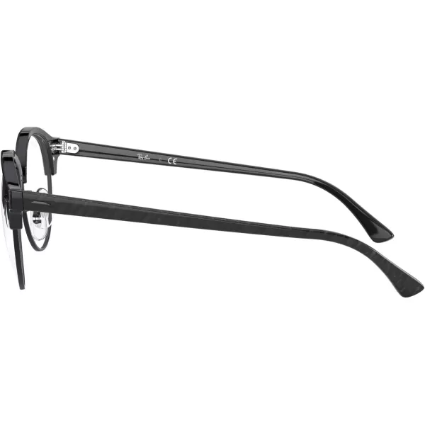 RayBan Rx4246v Clubround Round Prescription Eyeglass FramesWrinkled Black on BlackDemo Lens