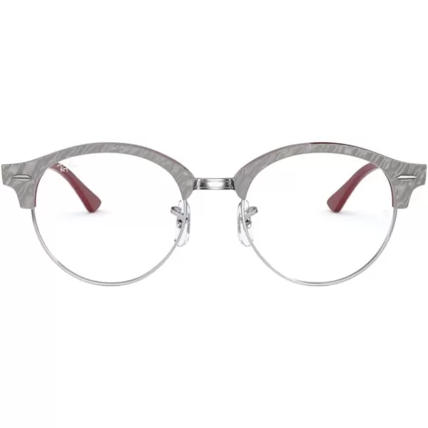RayBan Rx4246v Clubround Round Prescription Eyeglass FramesWrinkled Grey on BordeauxDemo Lens