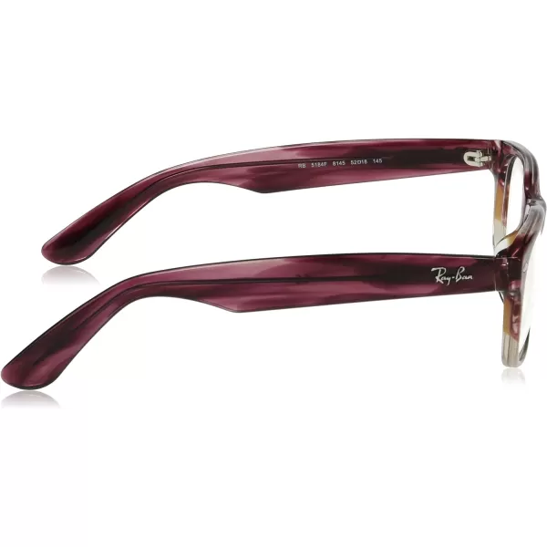 RayBan Rx5184f New Wayfarer Low Bridge Fit Square Prescription Eyewear FramesGradient Bordeaux HavanaDemo Lens