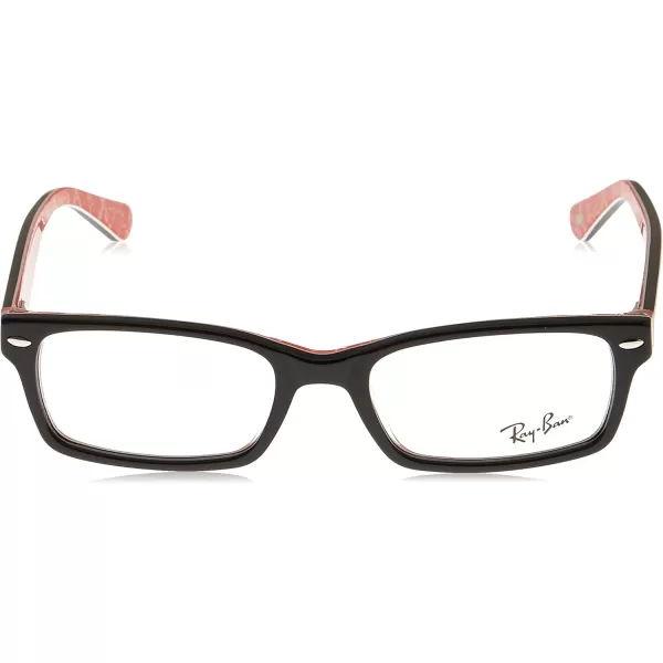 RayBan Rx5206 Rectangular Prescription Eyeglass FramesBlack on Texture RedDemo Lens