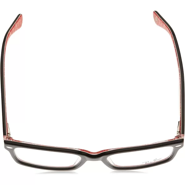 RayBan Rx5206 Rectangular Prescription Eyeglass FramesBlack on Texture RedDemo Lens
