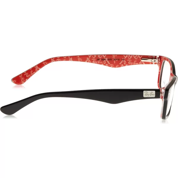 RayBan Rx5206 Rectangular Prescription Eyeglass FramesBlack on Texture RedDemo Lens