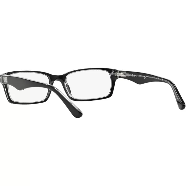 RayBan Rx5206 Rectangular Prescription Eyeglass FramesBlack on TransparentDemo Lens