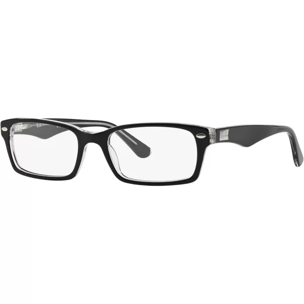 RayBan Rx5206 Rectangular Prescription Eyeglass FramesBlack on TransparentDemo Lens