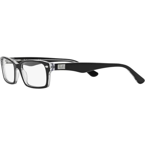 RayBan Rx5206 Rectangular Prescription Eyeglass FramesBlack on TransparentDemo Lens