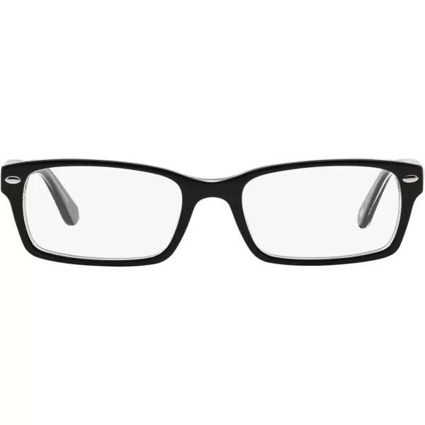 RayBan Rx5206 Rectangular Prescription Eyeglass FramesBlack on TransparentDemo Lens