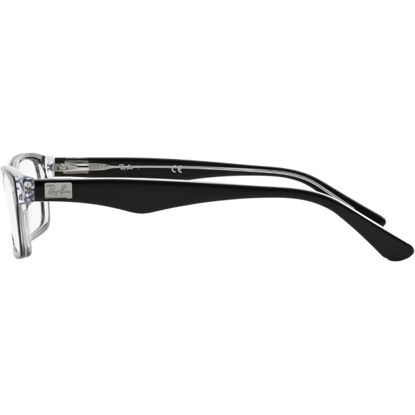 RayBan Rx5206 Rectangular Prescription Eyeglass FramesBlack on TransparentDemo Lens