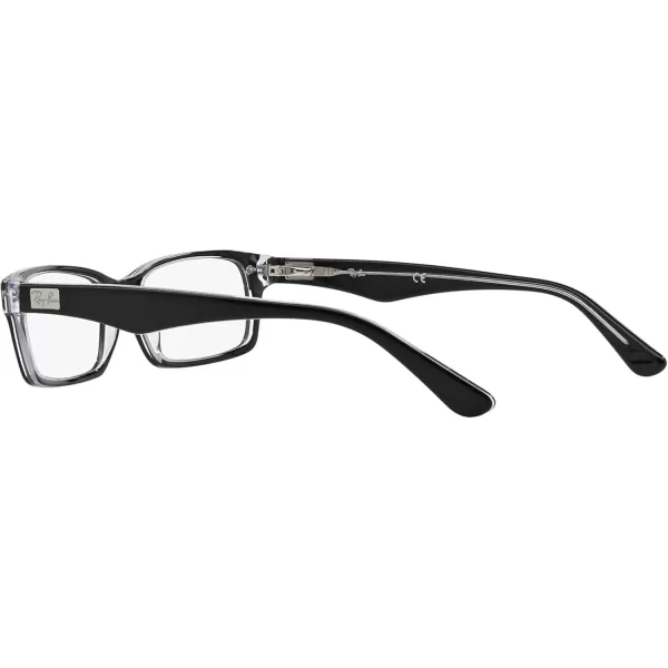 RayBan Rx5206 Rectangular Prescription Eyeglass FramesBlack on TransparentDemo Lens