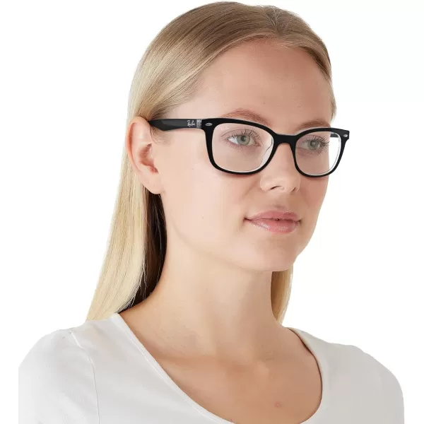 RayBan Rx5285 Square Prescription Eyeglass FramesBlack on TransparentDemo Lens