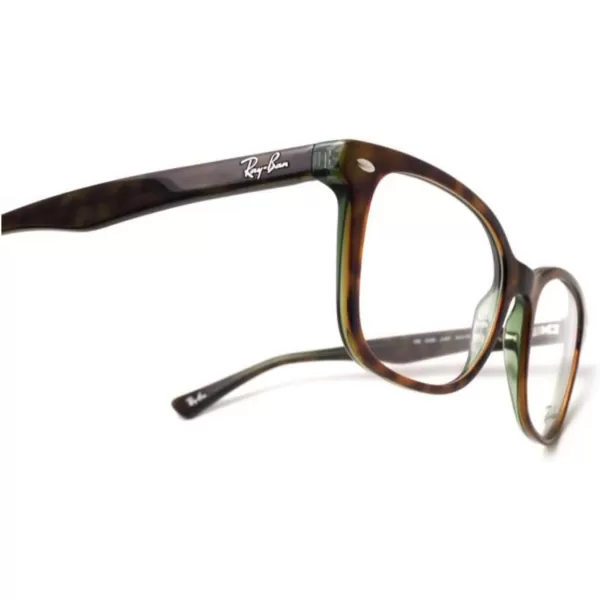 RayBan Rx5285 Square Prescription Eyeglass FramesHavana on Green TransparentDemo Lens