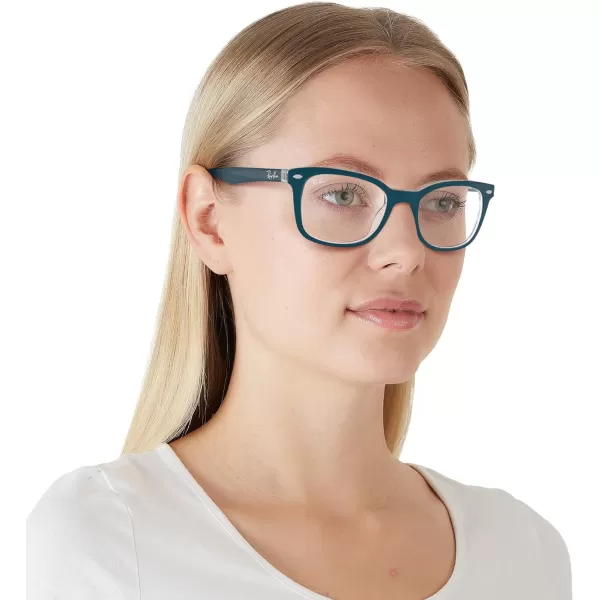 RayBan Rx5285 Square Prescription Eyeglass FramesTurquoise on TransparentDemo Lens