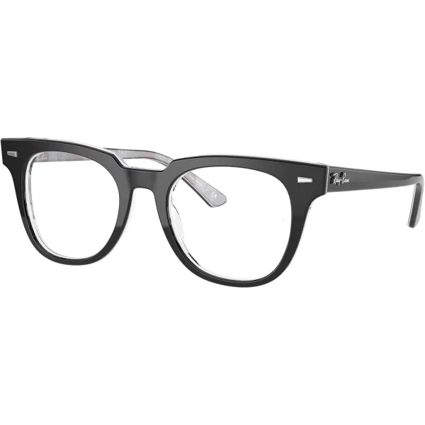 RayBan Rx5377 Meteor Square Prescription Eyeglass FramesBlack on Chevron GreyBurgundyDemo Lens